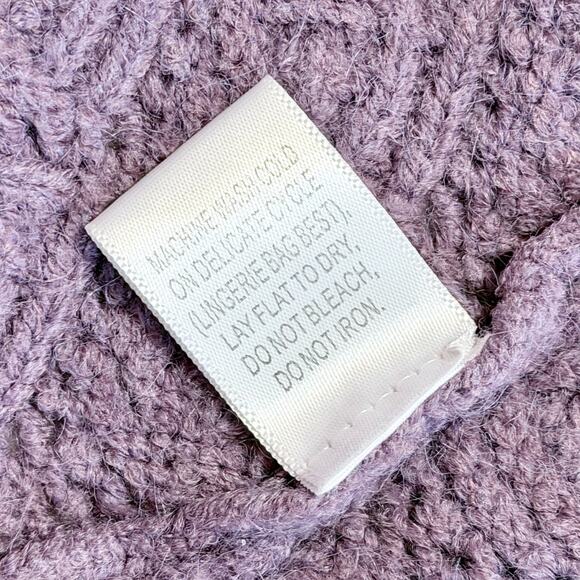 Coco & Carmen Open Knit Cardigan L/XL Mauve Purple 3/4 Sleeve Pocket Sweater - Picture 8 of 8